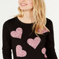 INC International Concepts Women's Sequin Heart Sweatshirt Black Size X-Small