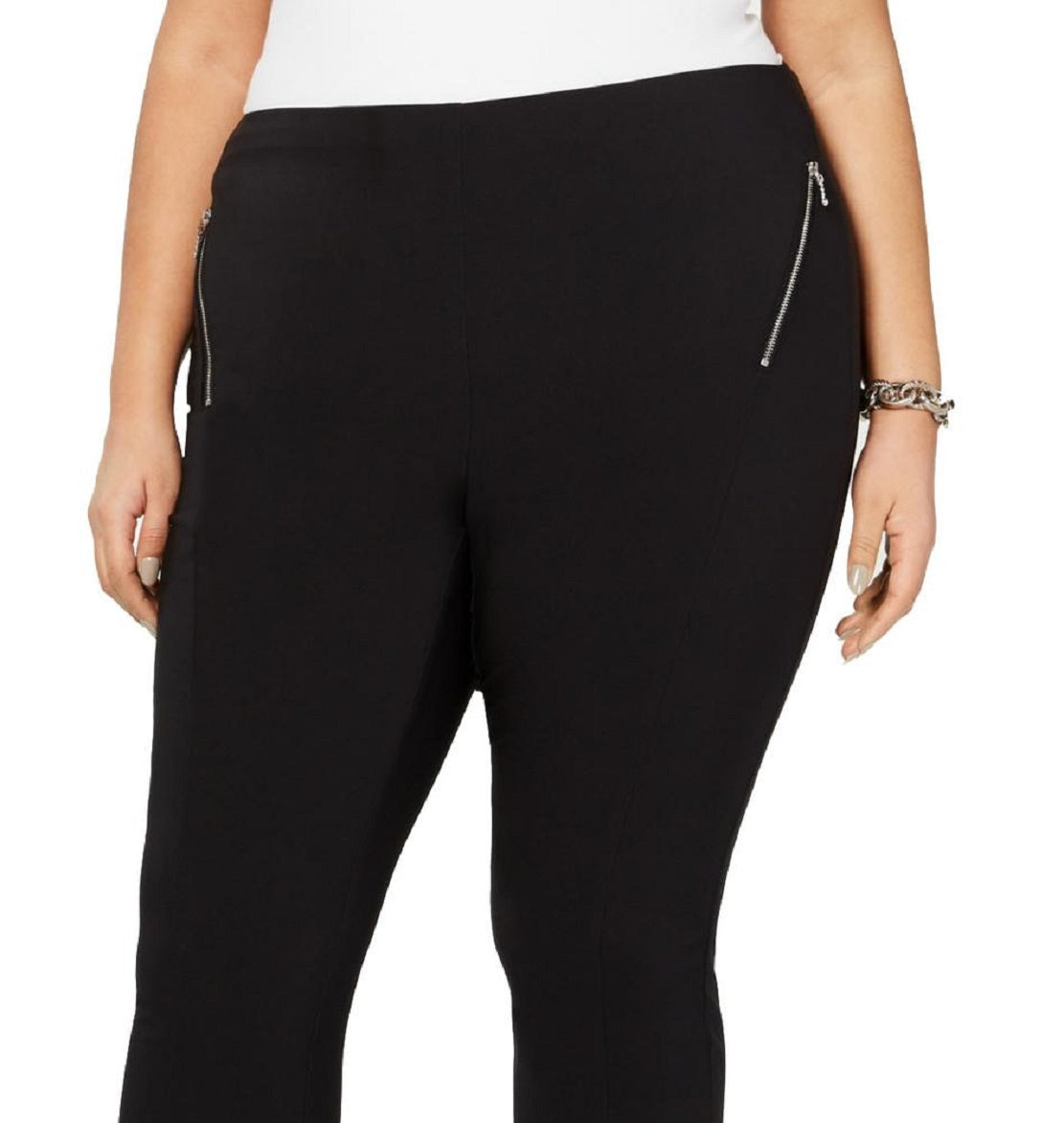 INC International Concepts Women's Ankle Solid Skinny Pants Black Size 20W