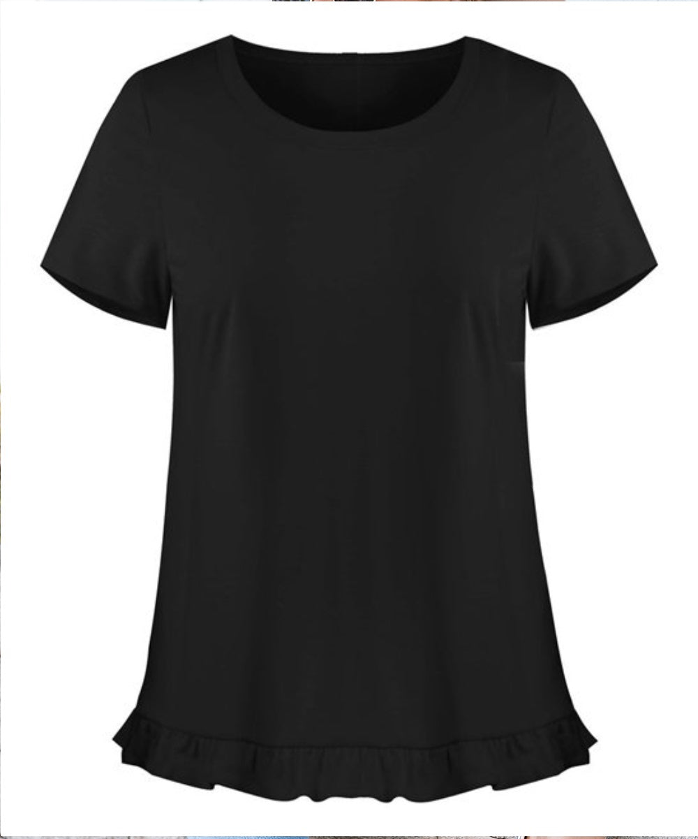 Style & Co Women's Ruffled Hem Top Black Size X-Small