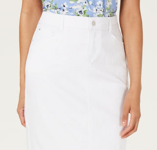 Charter Club Women's Denim Tummy Control Skirt White Size 12