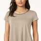 Alfani Women's Satin Trim High Low T-Shirt Brown Size -Petite XL