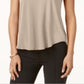 Alfani Women's Satin Trim High Low T-Shirt Brown Size -Petite XL