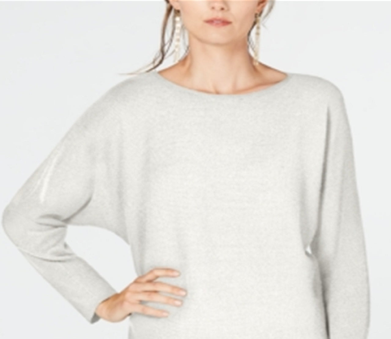 INC International Concepts Women's Dolman Sleeve Ribbed Knit Sweater White Size XX-Large