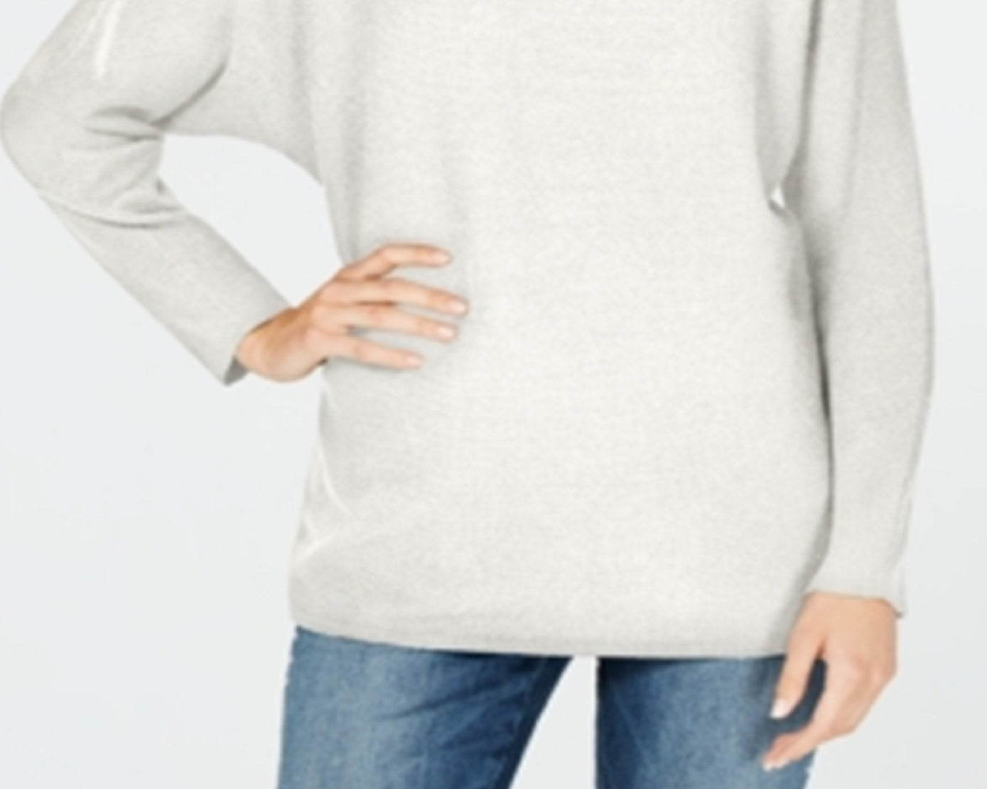 INC International Concepts Women's Dolman Sleeve Ribbed Knit Sweater White Size XX-Large