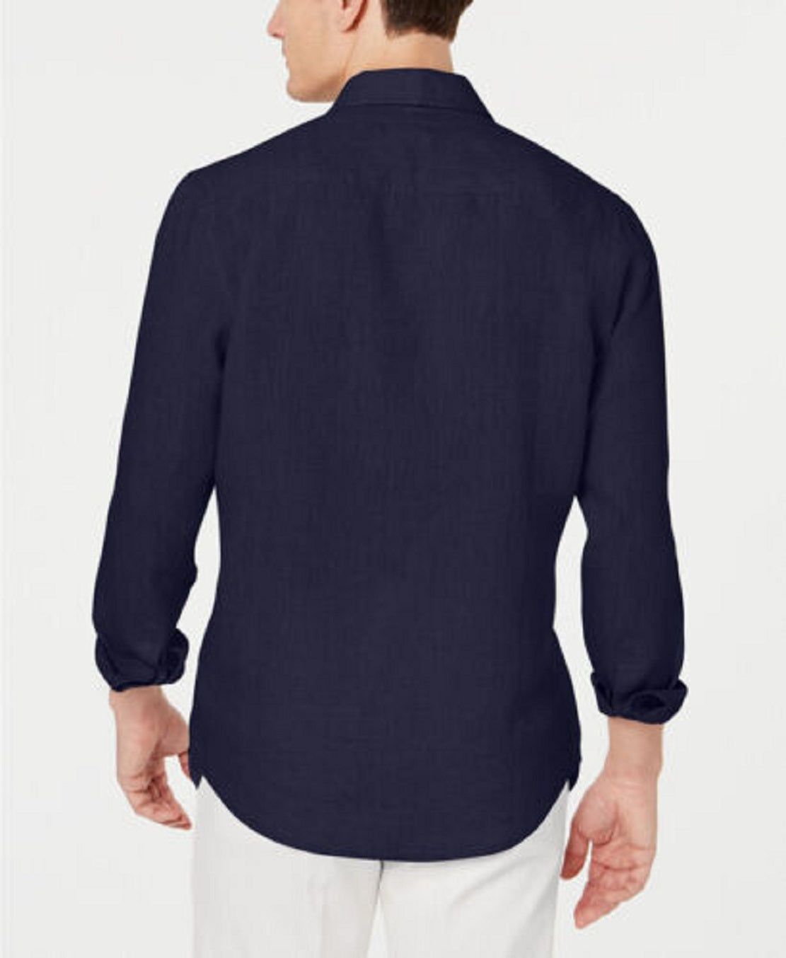 Tasso Elba Men's Long Sleeve Linen Shirt Blue Size X-Large