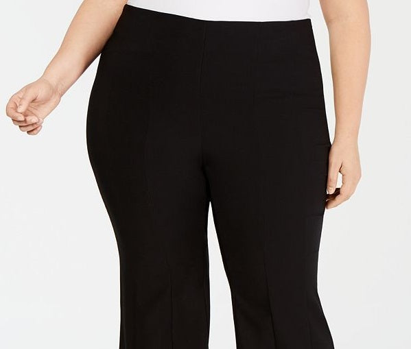 INC International Concepts Women's Mid Rise Flare Casual Wide Leg Pants Black Size 20W