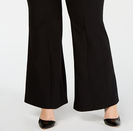 INC International Concepts Women's Mid Rise Flare Casual Wide Leg Pants Black Size 20W