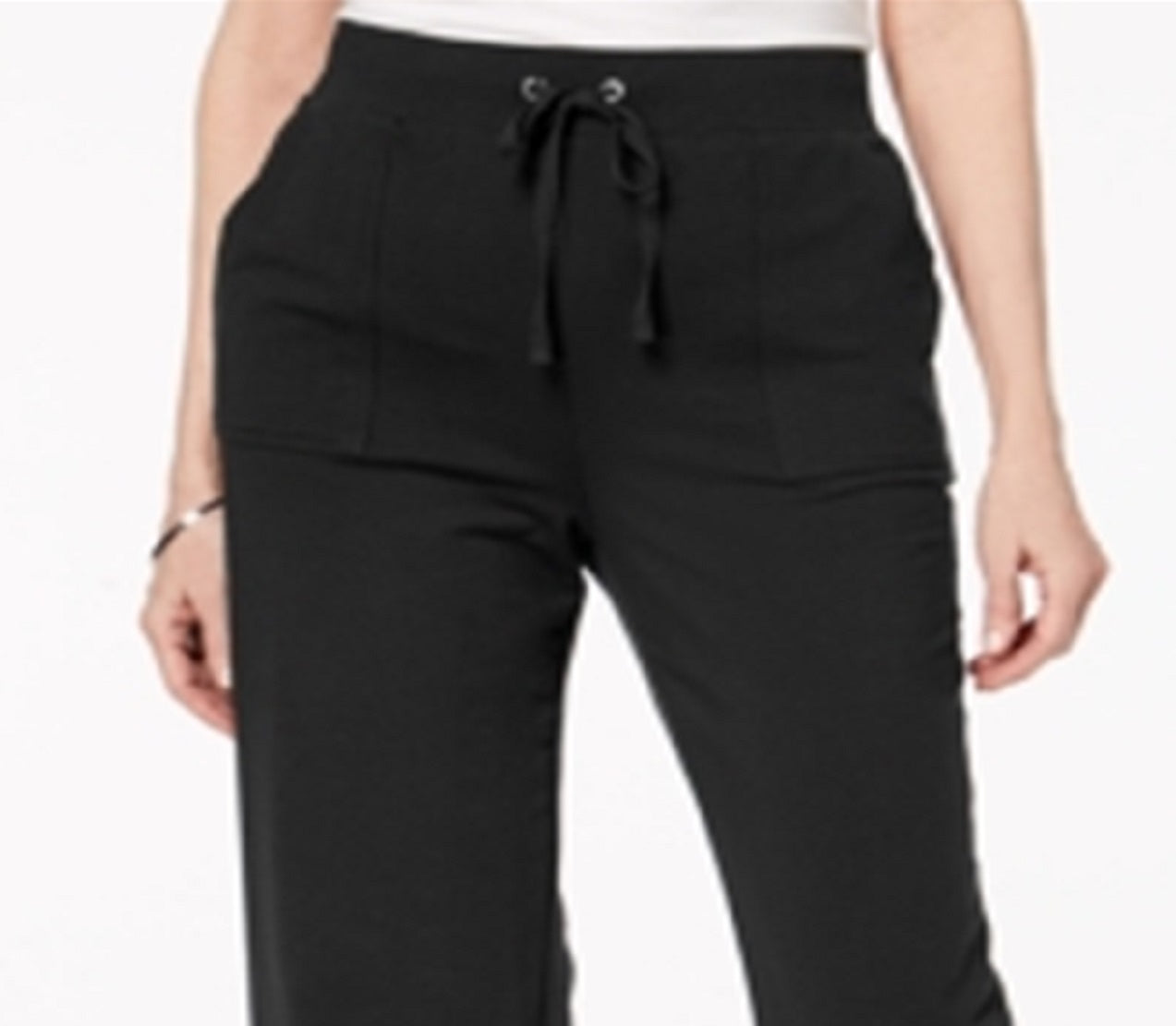 Karen Scott Women's French Terry Drawstring Capri Pants Black Size Small