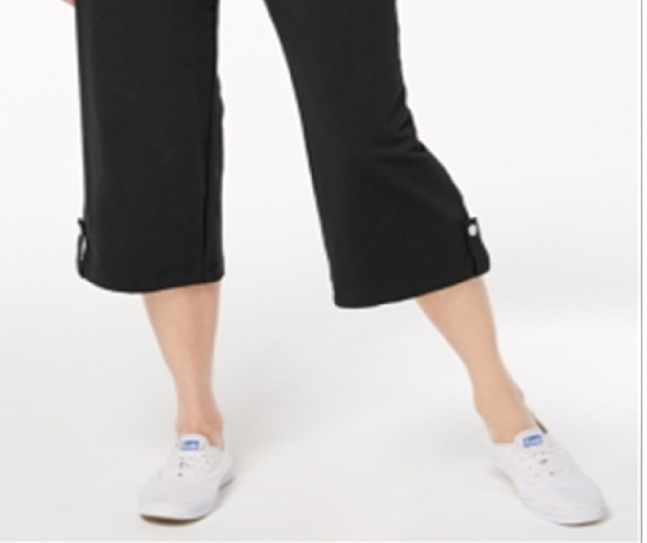Karen Scott Women's French Terry Drawstring Capri Pants Black Size Small