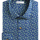 Bar III Men's Max Slim Fit Print Button Down Shirt Blue Size 15.5X-32-33