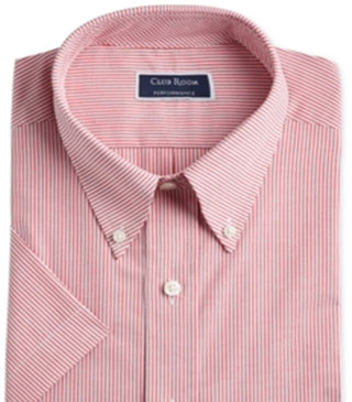 Club Room Men's Button Down Pinstriped Performance Shirt Red Size 18
