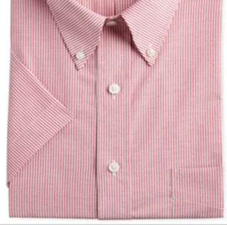 Club Room Men's Button Down Pinstriped Performance Shirt Red Size 18