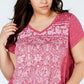 Style & Co Women's Plus Printed Short Sleeves T-Shirt Pink Size 0X