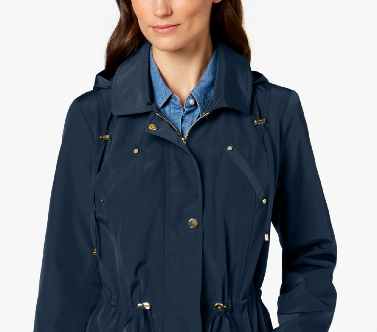 Charter Club Women's Water Resistant Hooded Anorak Jacket Blue Size XX-Large