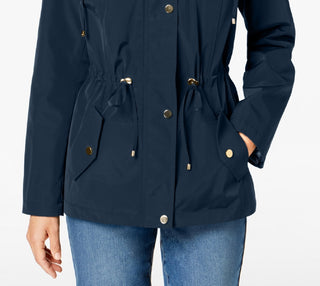 Charter Club Women's Water Resistant Hooded Anorak Jacket Blue Size XX-Large