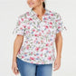 Karen Scott Women's Iris Bliss Textured Cotton Shirt White Size Petite X-Large