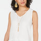 Style & Co Women's Ruffled Tiered Sleeveless V Neck Tank Top White Size Small