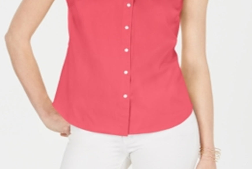 Charter Club Women's Collared Shirt Pink Size 18