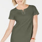 Karen Scott Women's Cotton Lace up Shift Dress Green Size X-Small