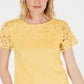 Charter Club Women's Cotton Lace Embellished T-Shirt Yellow Size XX-Large