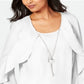 JM Collection Women's Ruffle Necklace Top White Size Medium