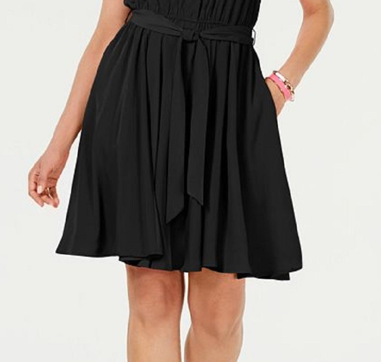 Charter Club Women's Belted Dress Black Size 2 Petite