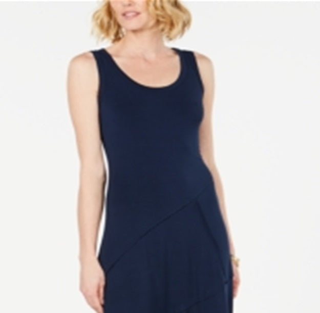 Style & Co Women's Sleeveless Asymmetrical Seam Maxi Dress Blue Size Medium