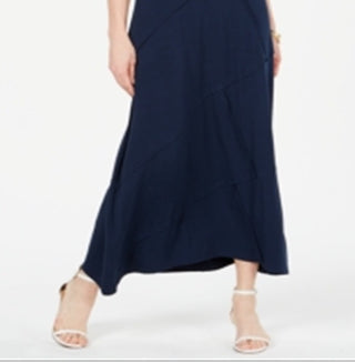 Style & Co Women's Sleeveless Asymmetrical Seam Maxi Dress Blue Size Medium