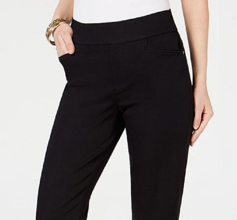 Style & Co Women's Crochet Fringe Capri Pants Black Size Petite
