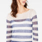 INC International Concepts Women's Striped Open Stitch Sweater White Size Petite