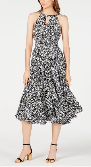 INC International Concepts Women's Cotton Peasant Dress Black SizeMedium