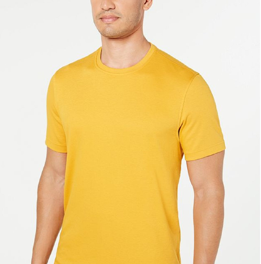 Tasso Elba Men's Supima Blend Crewneck Short Sleeve T-Shirt Yellow Size X-Large
