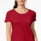 Style & Co Women's V Neck Pocket T-Shirt Red Size Petite