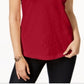 Style & Co Women's V Neck Pocket T-Shirt Red Size Petite