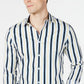INC International Concepts Men's Striped Collared Button Down Shirt White Size X-Large