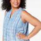Style & Co Women's Plus Printed Split Neck Tank Top Blue Size 0X
