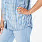 Style & Co Women's Plus Printed Split Neck Tank Top Blue Size 0X