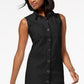 Style & Co Women's Frayed Denim Sleeveless Shirtdress Black Size 16 Petite