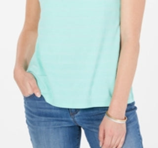 Charter Club Women's Textured Cotton Tank Top Blue Size Large
