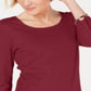 Karen Scott Women's Cotton Scoop Neck Top Red Size Small