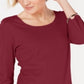 Karen Scott Women's Cotton 3/4 Sleeve Top Red Size Large