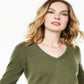 Charter Club Women's V Neck Cashmere Sweater Green Size Medium