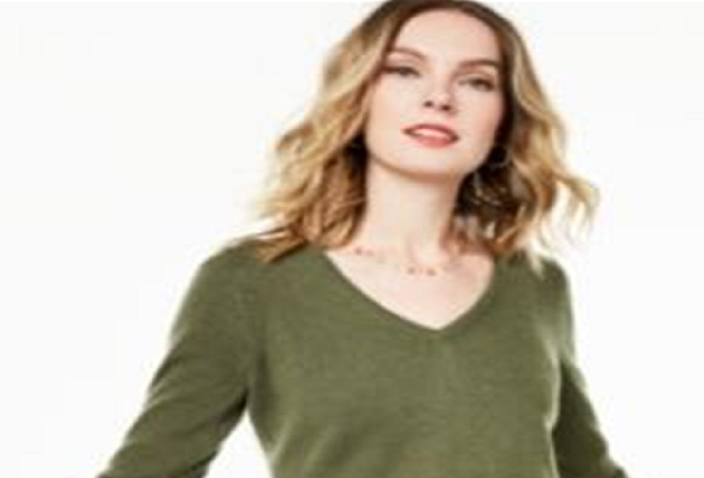 Charter Club Women's V Neck Cashmere Sweater Green Size Medium