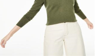 Charter Club Women's V Neck Cashmere Sweater Green Size Medium