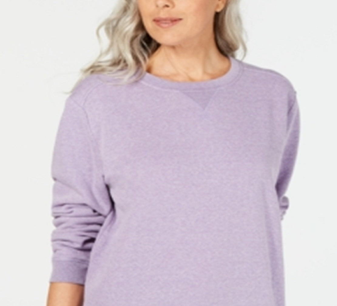 Karen Scott Women's Sport Long Sleeve Crewneck Sweatshirt Purple Size Medium