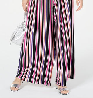 Bar III Women's Striped Wide Leg Pants Pink Size X-Small