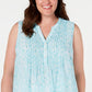 Charter Club Women's Plus Pleated Shell Blouse Blue Size 1X