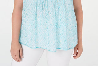 Charter Club Women's Plus Pleated Shell Blouse Blue Size 1X