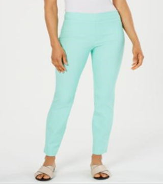 Charter Club Women's Cambridge Skinny Pull on Tummy Control Pants Blue Size 8
