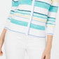 Charter Club Women's Striped Cardigan Blue Size Large
